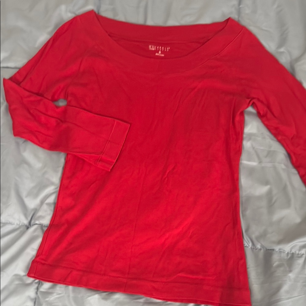 Carole Little Red Fitted 3/4 Sleeve Blouse
